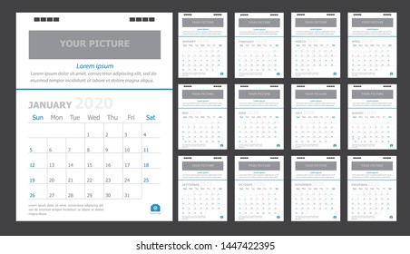 Kalender für 2020, blauer Hintergrund