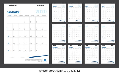 Calendar 2020 Blue Background Stock Vector (Royalty Free) 1477305782 ...