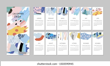 Calendar 2020 Cute Printable Creative Template Stock Vector (Royalty ...