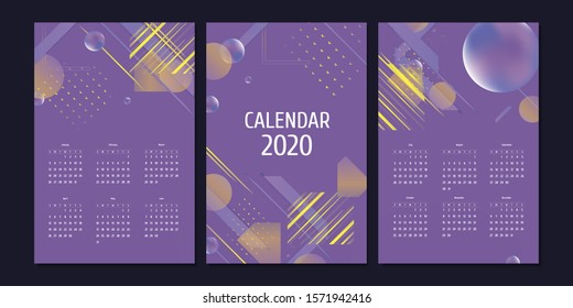 Calendar 2020 Dark retro futuristic art neon abstraction background cosmos new art 3d starry sky glowing galaxy