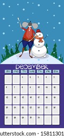 The calendar 2020. December. Vector images.