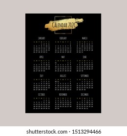 Calendar 2020 design template Vector