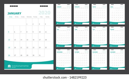 Calendar for 2020 green background