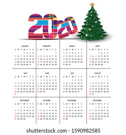 Calendar 2020. Happy new year 2020. Calender design. Year of the rat. Template of calendar. Vector