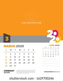 Calendar 2020 monthly, Vector template