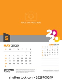 Calendar 2020 monthly, Vector template