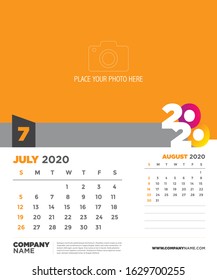 Calendar 2020 monthly, Vector template