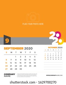 Calendar 2020 monthly, Vector template
