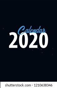 Calendar 2020 on black background. Vector illustration