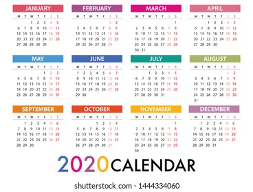 Calendario para 2020 en fondo gris con mensaje de presupuesto. La semana empieza el lunes. Plantilla de vector simple
