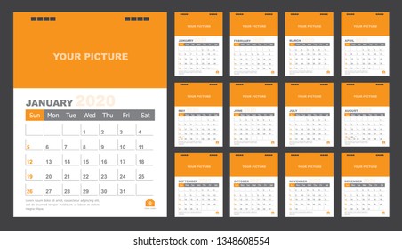 Calendar for 2020 orange background