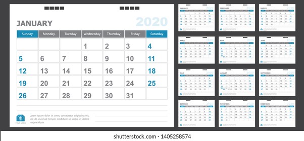 Calendar for 2020 pastel background