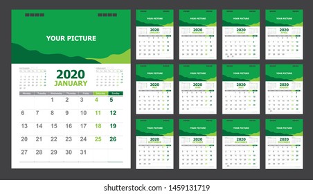 Calendar for 2020 pastel background