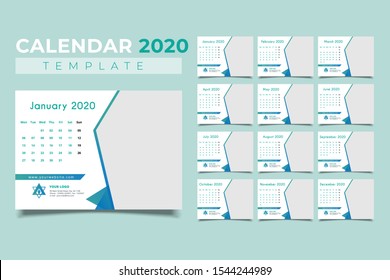 Calendar 2020, Set Desk Calendar template design with Place for Photo