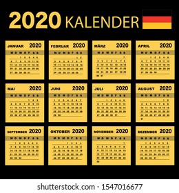 Calendar 2020, Set Desk Calendar template design with Place for Photo and Company Logo. German Version.