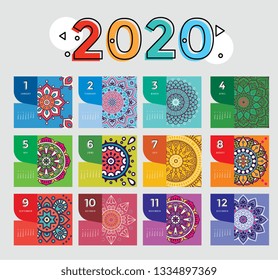 Calendar 2020 : Simple design template - Vector
