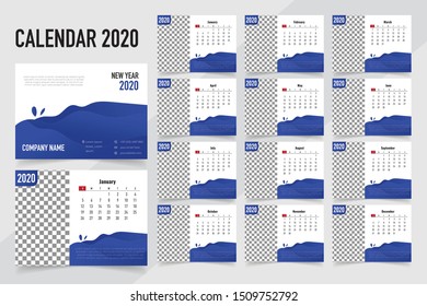 Calendar 2020 template planner. Vector new year calender in clean and simple style