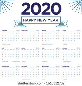 CALENDAR 2020 TEMPLATE SIMPLE BACKGROUND