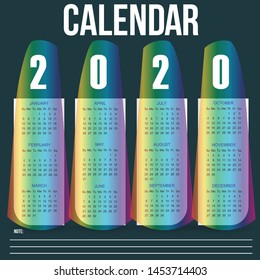 Calendar 2020 template, Simple and Clean Design