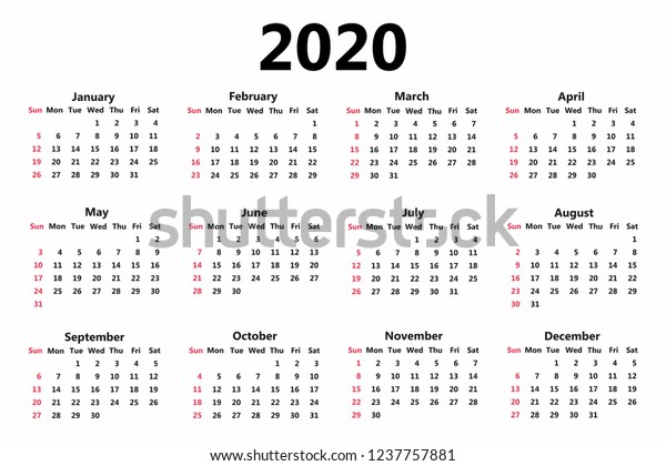 Simple 2020 Year Calendar Week Starts On Monday Stock - vrogue.co