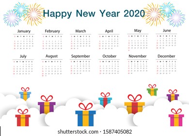 Calendar 2020 Trendy. Happy new year. Vector illustion