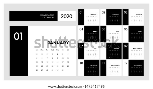 Calendar 2020 Trendy Minimalist Style Set Stock Vector (Royalty Free ...