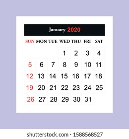 Calendar 2020 vector illustration on eps 10
