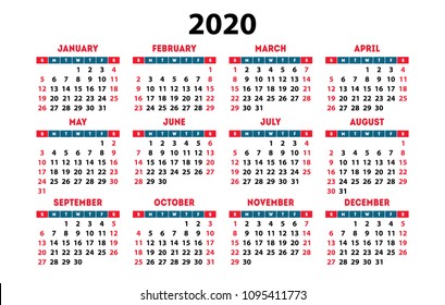 164,136 2020 calendar Images, Stock Photos & Vectors | Shutterstock