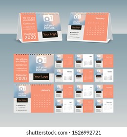 Calendar 2020 vector pocket basic grid. Simple design template