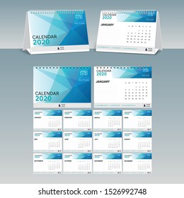 Calendar 2020 vector pocket basic grid. Simple design template
