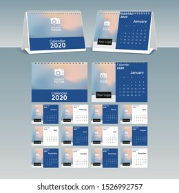Calendar 2020 vector pocket basic grid. Simple design template