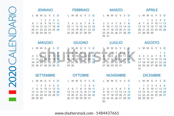 年の予定表 横 ベクターイラスト イタリア語版 のベクター画像素材 ロイヤリティフリー