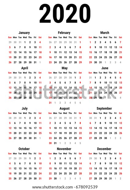 Kalender 2020 Uker