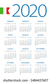 Calendar 2020 year - vector illustration. Italian version
