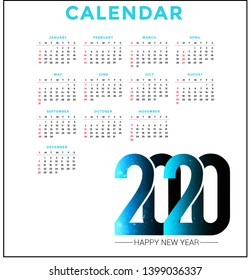 Calendar 2020 year. Week starts on Monday. planner for 12 months. Vector calender in European. season