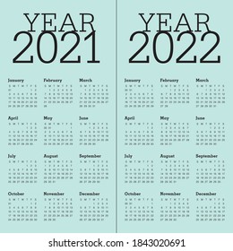 Calendario 2021 2022 plantilla de diseño de vectores, diseño simple y limpio