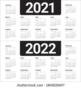 Calendario 2021 2022 plantilla de diseño de vectores, diseño simple y limpio