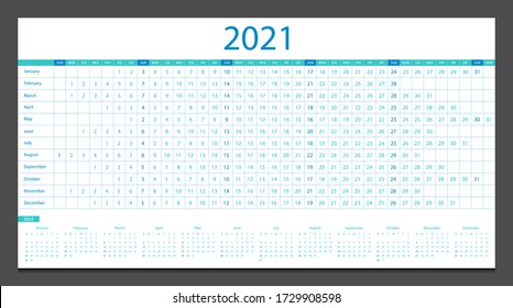 Calendar 2021, calendar 2022 week start Sunday corporate design planner template.