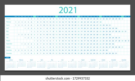 Calendar 2021, calendar 2022 week start Monday corporate design planner template.