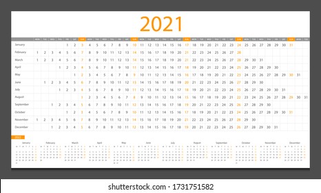 Calendar 2021, calendar 2022 week start Monday corporate design planner template.