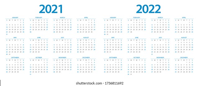 Calendar 2021, calendar 2022 week start Sunday corporate design planner template.