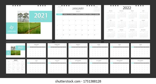 Calendar 2021, calendar 2022 week start Sunday corporate design template vector.