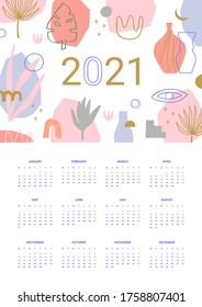 Calendar 2021. Abstract modern art.