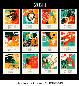 Calendar 2021. With abstraction background