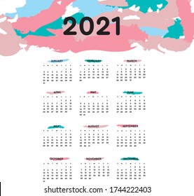 vector de diseño caligráfico de calendario 2021