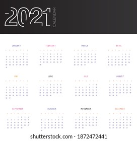 calendar for 2021 design with mounth