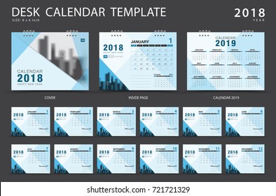 Calendar 2021, Desk calendar 2018 template. Set of 12 Months. Planner. Week starts on Sunday. Stationery design. advertisement. Business flyer. cover. Vector layout. 