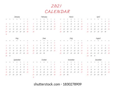 Calendar 2021, diary monthly planner 