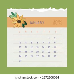 calendar for 2021 with flowers