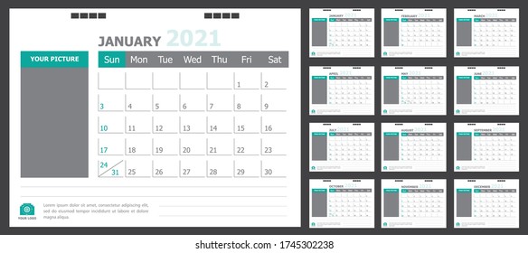 Calendar 2021 Green Background Stock Vector (Royalty Free) 1745302238 ...